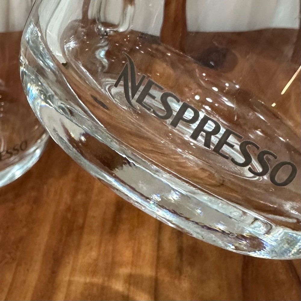 Set of 2 Konstantin Grcic Nespresso Clear Glass Coffee Mug Cups Made in France - Picture 3 of 5